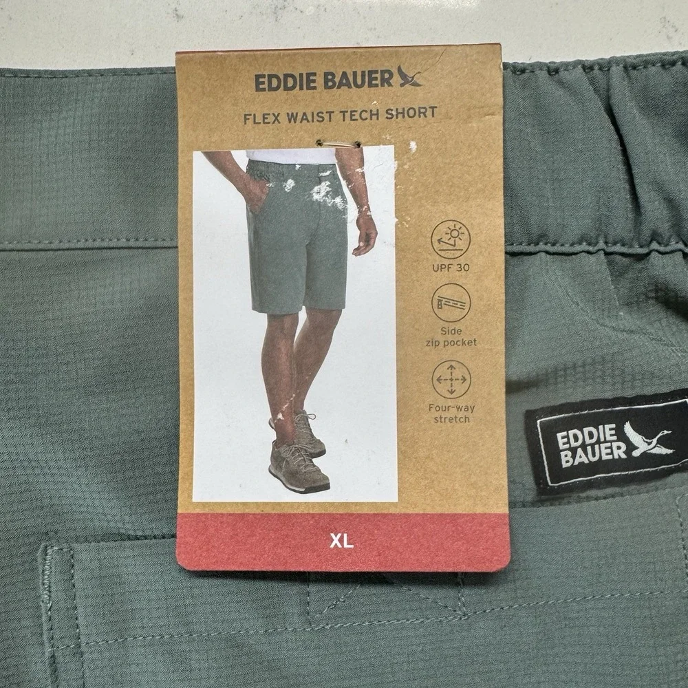 NWT‎ Eddie Bauer Green Flat Front Flex Waist Tech Short Men's Size XL
